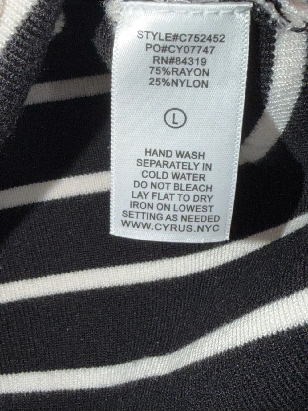 Cyrus Black & White Striped Long Sleeve Tee